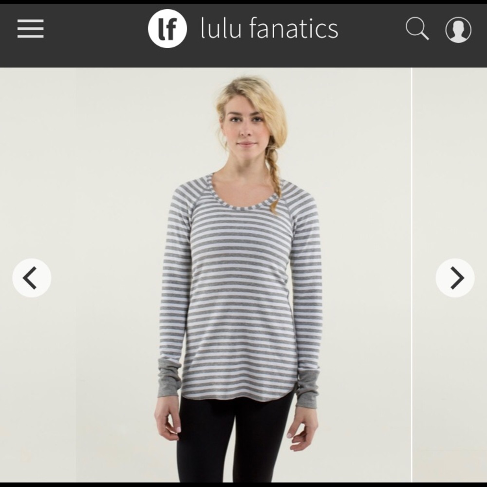 lululemon athletica Heather Gray Striped Long Sleeve Top